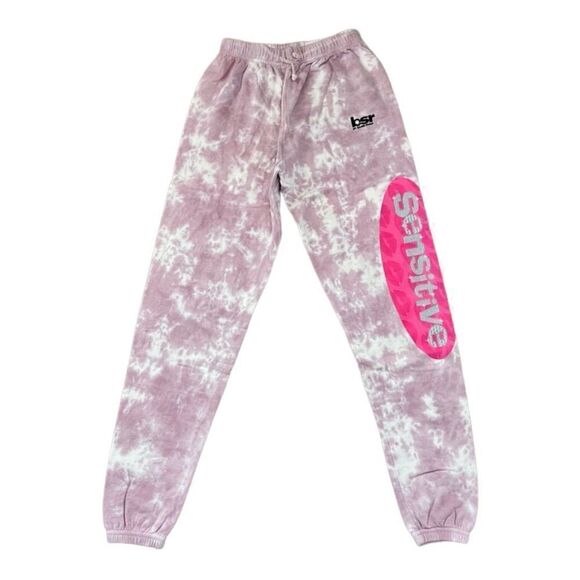 By Sami Ryan Pink & White Tie Dye Graphic Print Sensitive Sweatpants SZ S BNWOT - Picture 1 of 11